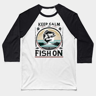 Keep Calm and Fish On Graphic Tee Baseball T-Shirt